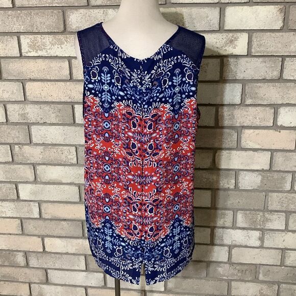 Daniel Rainn SL Paisley Ombre Red/Blue blouse XL - Picture 3 of 4